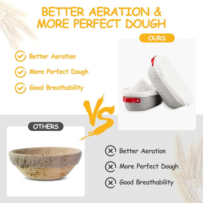 Banneton Bread Proofing Basket - Cotton Oval Banneton Basket Set of 2 Sourdough Proofing Baskets Round Proofing Bowls Handmade Rattan Baskets and Liners