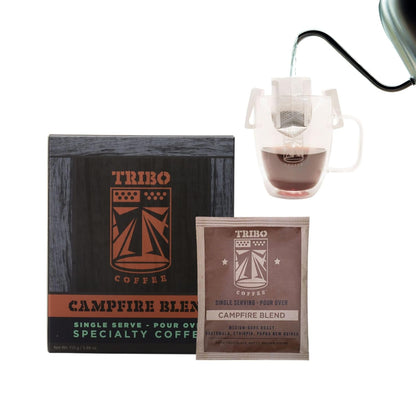 Tribo Coffee Single-Serve Portable Pour Over Drip Coffee - Campfire Blend - 10 Servings (Medium-Dark Roast)