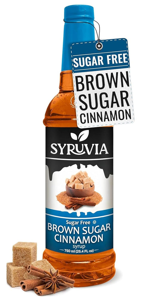 Syruvia Sugar Free Coffee Syrup, Brown Sugar Cinnamon Flavored Syrup for Drinks, Lattes, and Desserts – 25.4 fl oz