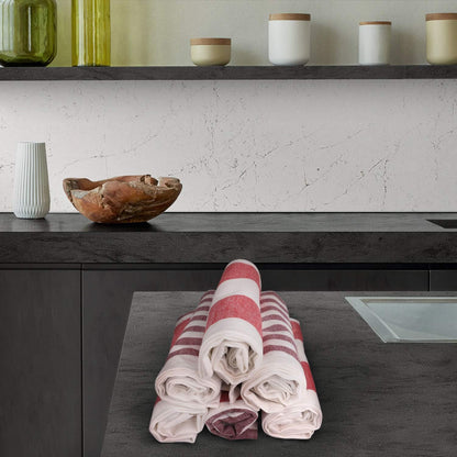 Urban Villa Christmas Dinner Napkins Horizontal Stripes Cloth Napkins Set of 12 Garnet/Red Color Dinner Napkins 20x20 Inches 100% Cotton Over Sized Cloth Napkins with Mitered Corners DinnerNapkins