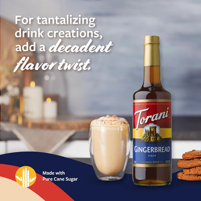 Torani Coffee Syrup, Gingerbread Flavoring for Drinks, Pump Included, 25.4 Fl Oz