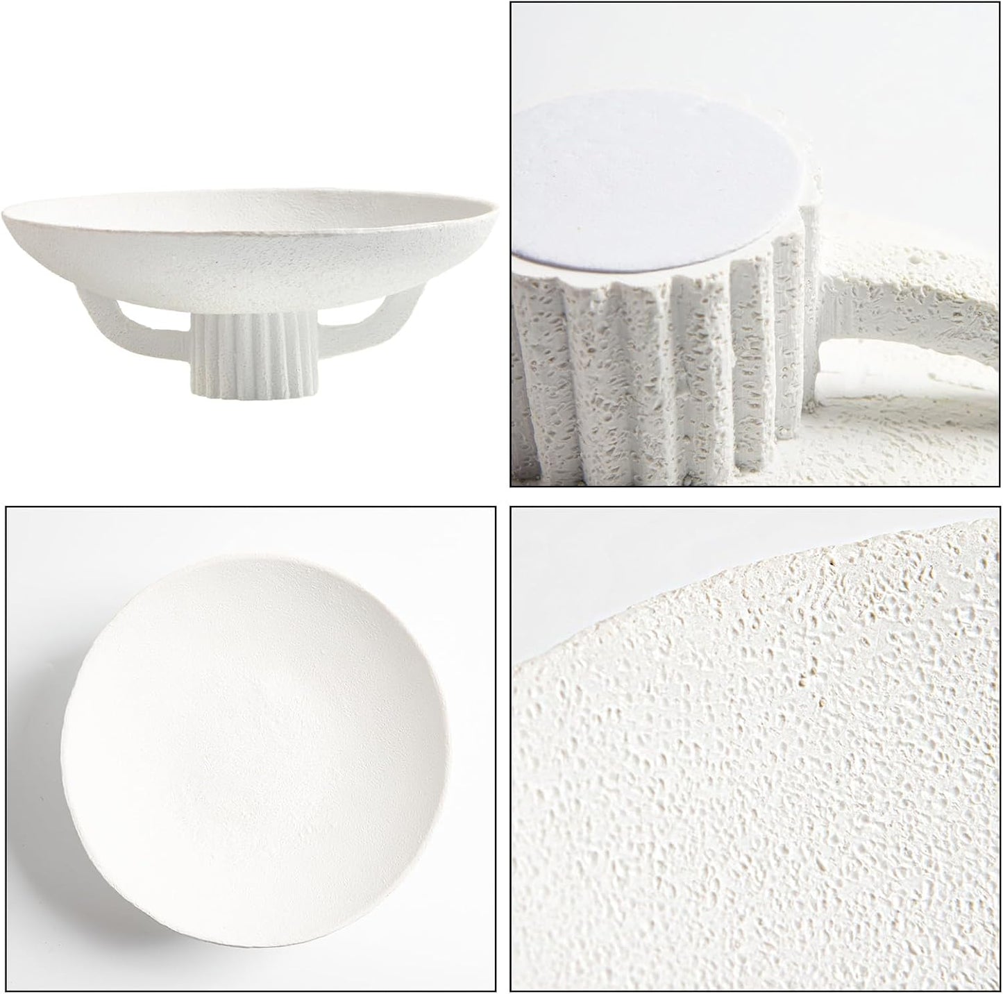 White Resin Decorative Bowl for Boho Modern Home Decor, 11.2" Large Elegant Pedestal Kitchen Fruit Bowl/Key Holder/Potpourri for Entryway Table, Coffee Table, Dining Room,Table Centerpiece Bowl