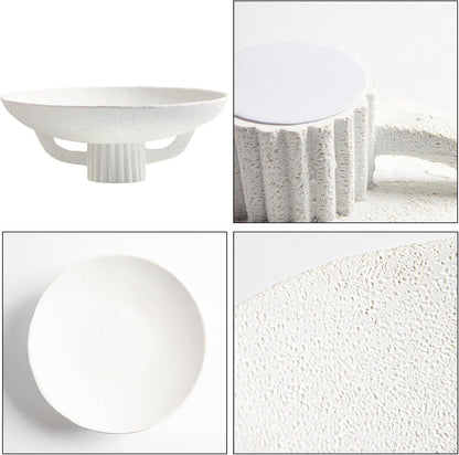 White Resin Decorative Bowl for Boho Modern Home Decor, 11.2" Large Elegant Pedestal Kitchen Fruit Bowl/Key Holder/Potpourri for Entryway Table, Coffee Table, Dining Room,Table Centerpiece Bowl