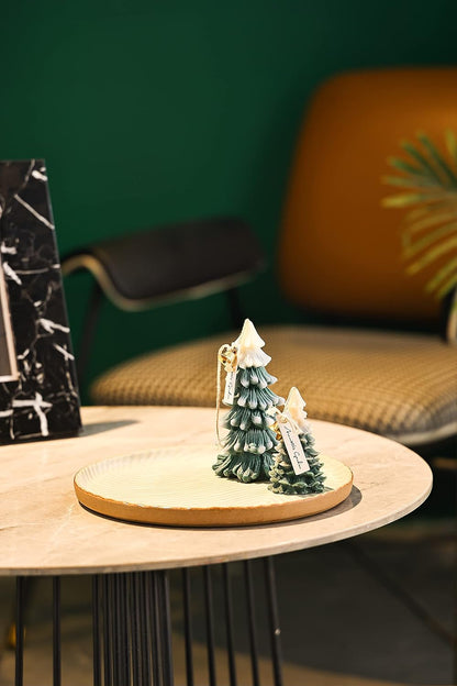 Vanity Tray with Brown Trim - Candle & Perfume Holder Organizer - Decorative Round White 8"8" Countertop Tray for Bathroom & Dresser