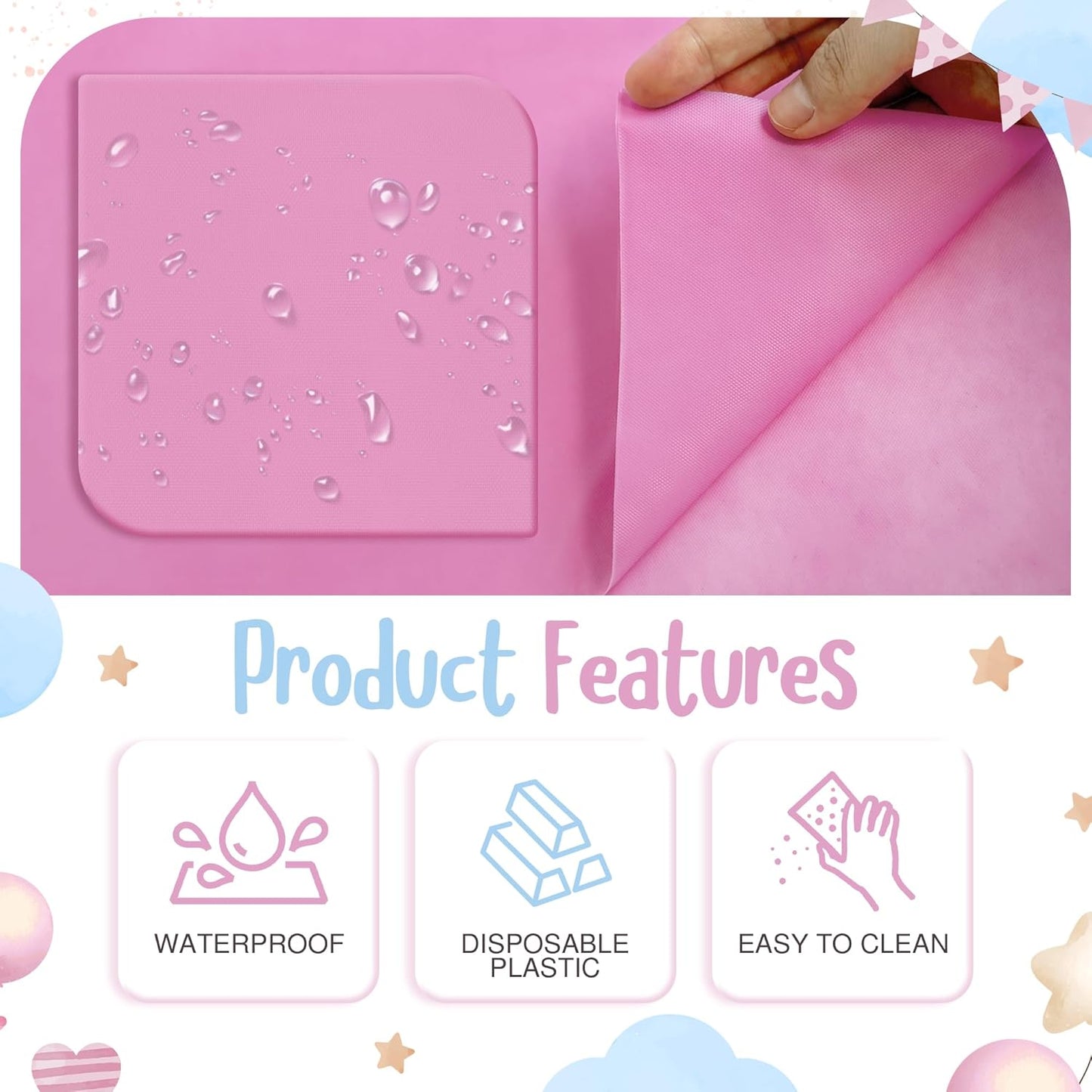 6 Pieces Pink & Blue Series Rectangle Tablecloth, 54x72" Solid Color Waterproof & Spillproof Disposable Plastic Table Cover, Durable Party Tablecloth for Dining, Buffet, Picnic, Outdoor Events