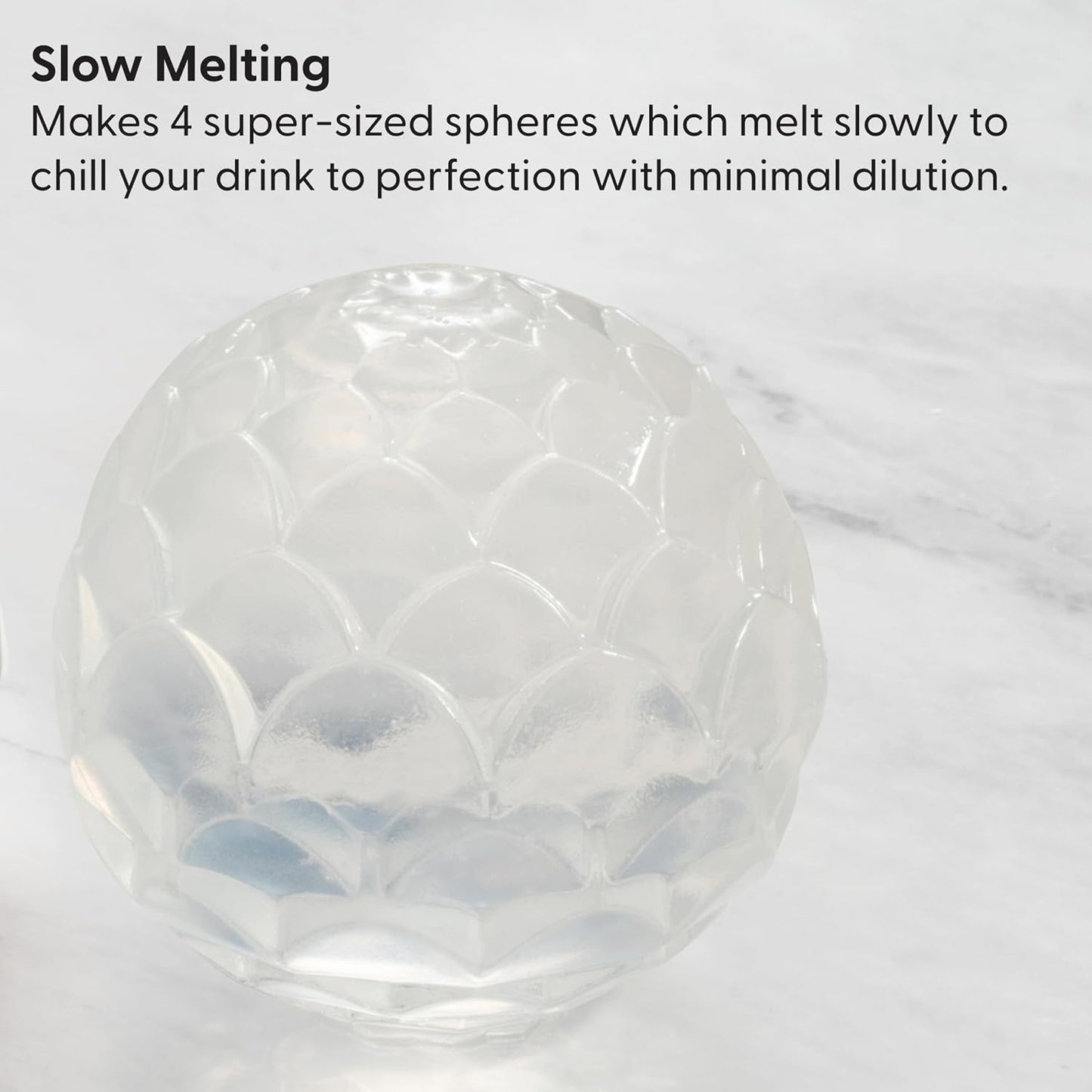 W&P Design Petal Ice Tray, Perfect Etched Spheres, Slow Melting for Whiskey and Cocktails, Food Grade Premium Silicone, Dishwasher Safe, BPA Free
