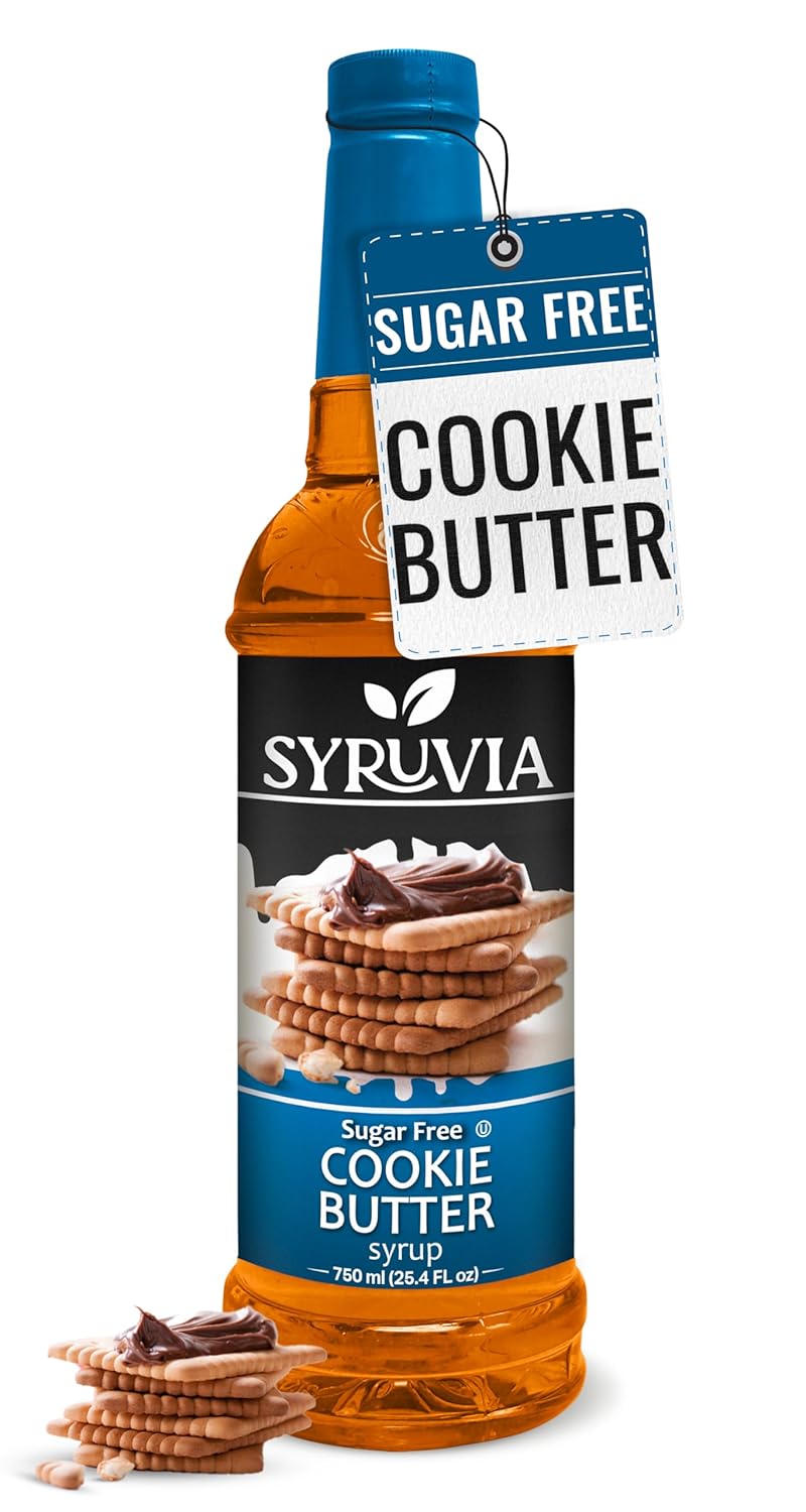 Syruvia Sugar Free Coffee Syrup, Cookie Butter Flavored Syrup for Drinks, Lattes, and Desserts – 25.4 fl oz