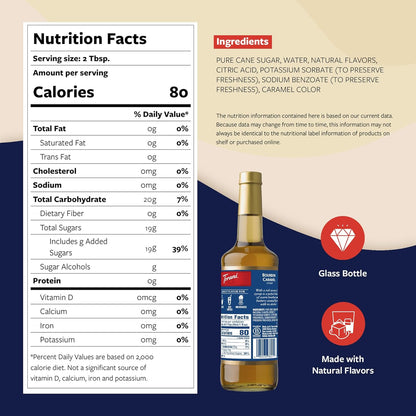 Torani Coffee Syrup, Bourbon Caramel Flavoring for Drinks, Glass Bottle with Pump Included, 25.4 Fl Oz