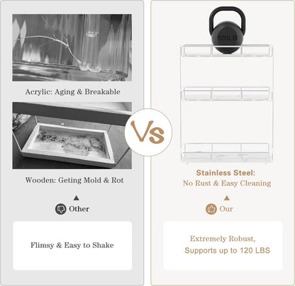 Bathroom Organizer Countertop Perfume Organizer Makeup Organizer Cosmetics Storage Display Rack Vanity Tray Dresser Stainless Steel Gold Shelf White Marble Ceramic Tray