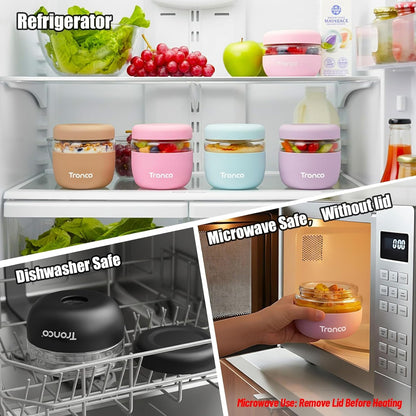 Tronco 24 oz Glass Lunch Bowl Container with Lid, Glass Food Containers, Leak & Spill Proof, Soup & Stew Food Storage Salad, Yogurt, Meal Prep, Airtight, Reusable, Dishwasher Safe, BPA-Free, Set of 1