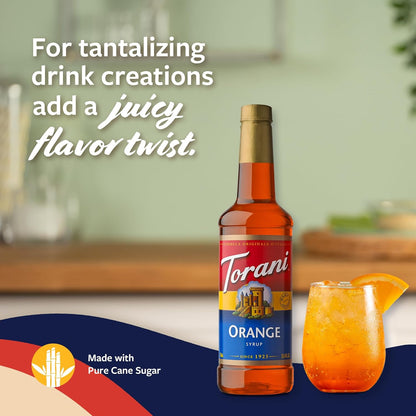 Torani Orange Syrup for Drinks, Flavoring for Iced Tea, Sodas, Cocktails, and Milk Shakes, Pump Included, 25.4 Oz