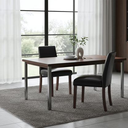 Dining Chairs Set of 2, Modern Faux Leather Dining Room Chair, Upholstered Parsons Kitchen Chairs for Restaurant & Cafe- Black