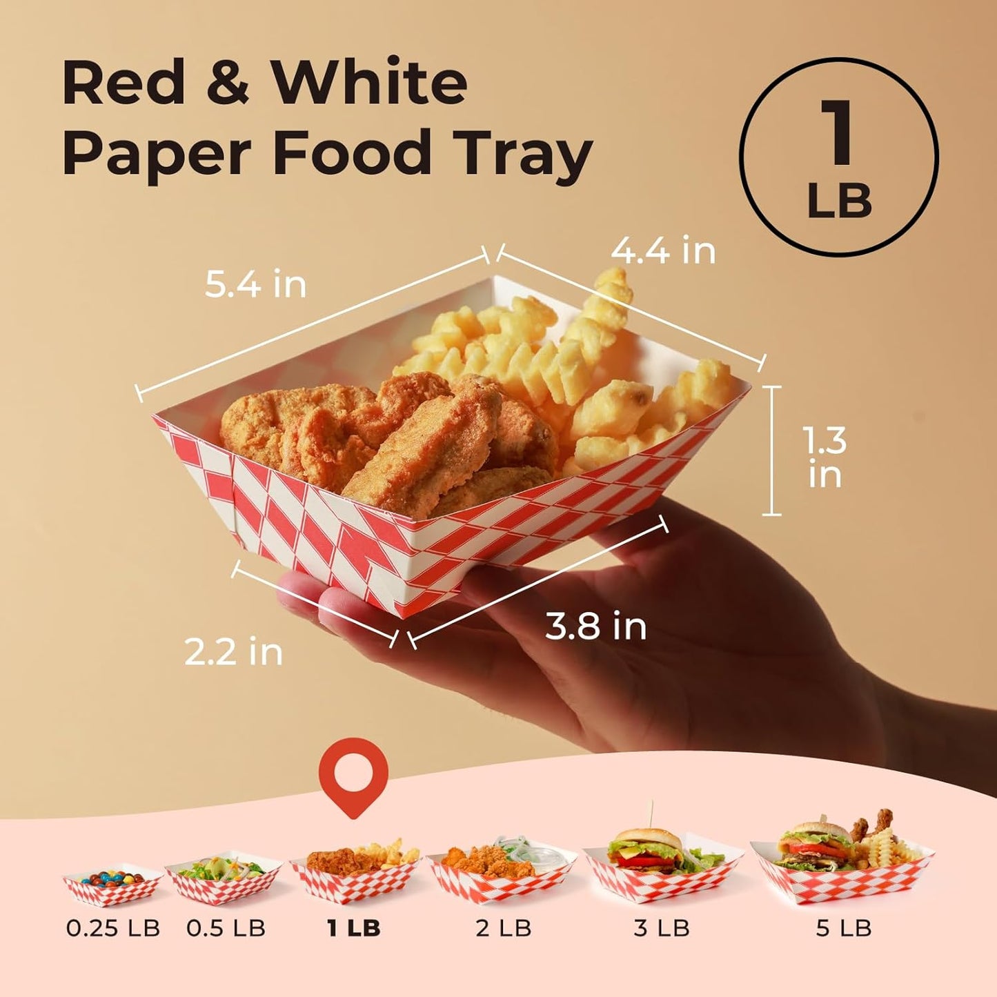 Fit Meal Prep [250 Pack 1 lb Paper Food Boats Heavy Duty Disposable Food Trays, Red Check Nacho Tray for Parties Fairs Picnics Carnivals, Holds Sause Candies Nut Grease Resistant