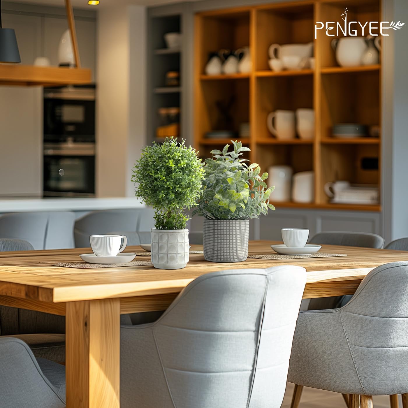 3 Pack Small Fake Plants in Farmhouse Concrete Planter, Artificial Boxwood Topiary Plants Indoor for Home Decor, Small Faux Plants for Bathroom Bedroom Shelf Office Table Kitchen Room Decor