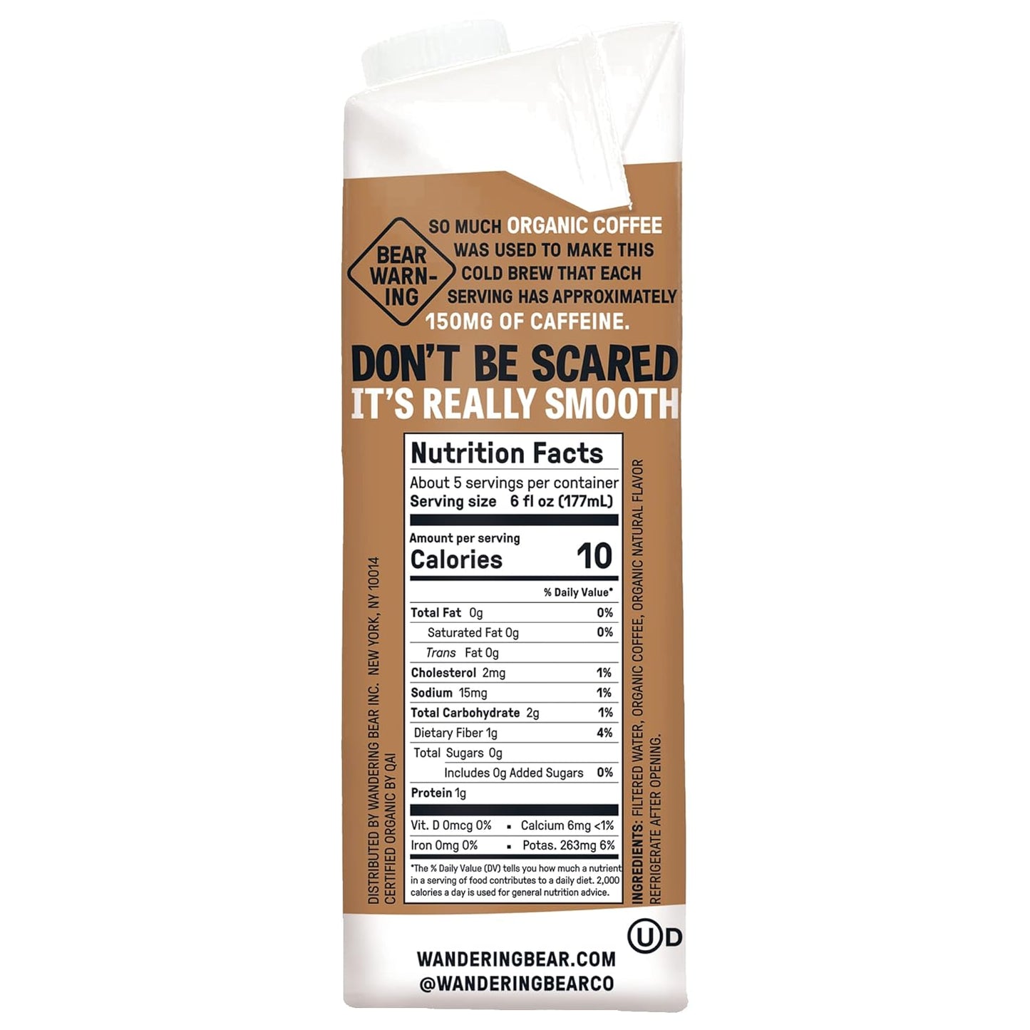 Wandering Bear Organic Cold Brew Coffee Variety Pack - Extra Strong, Bold, Smooth, Unsweetened, Shelf-Stable, Ready to Drink, Iced Cold Brewed Coffee Drink - 32 fl oz (3pk - Vanilla, Black, Mocha)