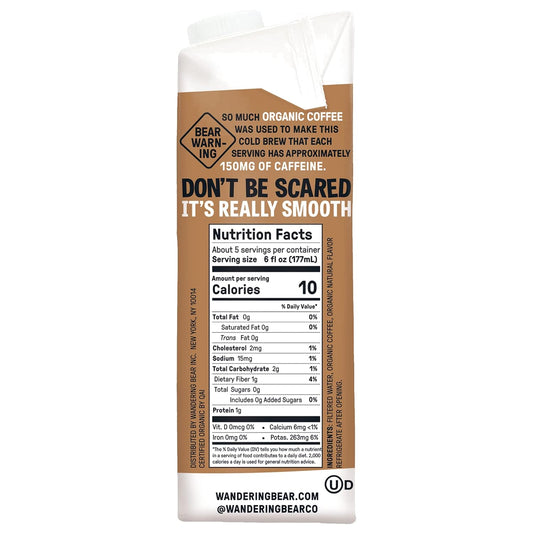 Wandering Bear Organic Cold Brew Coffee Variety Pack - Extra Strong, Bold, Smooth, Unsweetened, Shelf-Stable, Ready to Drink, Iced Cold Brewed Coffee Drink - 32 fl oz (3pk - Vanilla, Black, Mocha)