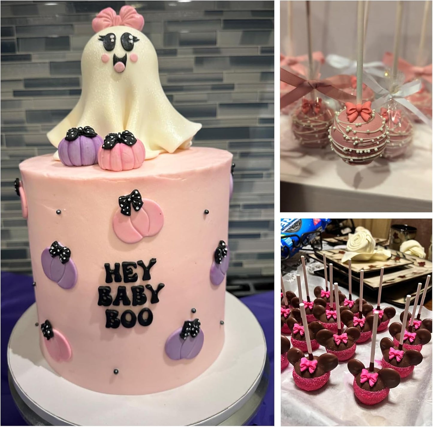 Actvty Bow Chocolate Mold, 4 Pcs Mini Bow Molds, Silicone Bows Fondant Molds for DIY Desserts, Cake Pop, Candy, Cake Decorating