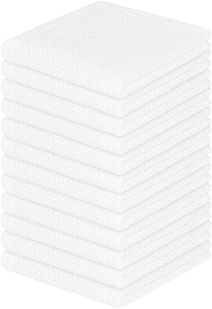 Homaxy 100% Cotton Waffle Weave Kitchen Dish Cloths, Ultra Soft Absorbent Quick Drying Dish Towels, 12 x 12 Inches, 12-Pack, White