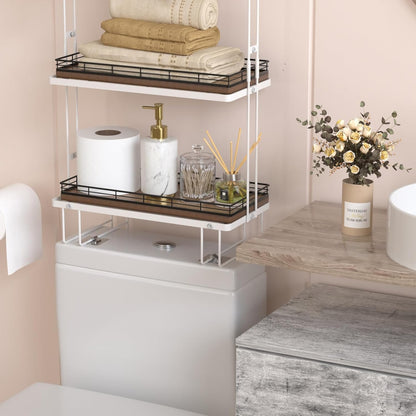 Acacia Bathroom Toilet Tank Tray, 13" Wood Toilet Paper Storage Basket Back of Toilet Basket Organizer, Vanity Tray for Perfume Makeup Candle Kitchen Counter Coffee Table Decor