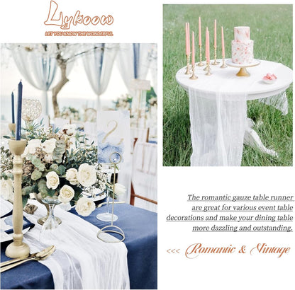 15 Packs Cheesecloth Table Runner White,10 Ft Rustic Gauze Boho Wedding Table Runner Decoration for Party Bridal Shower,21.5x120in