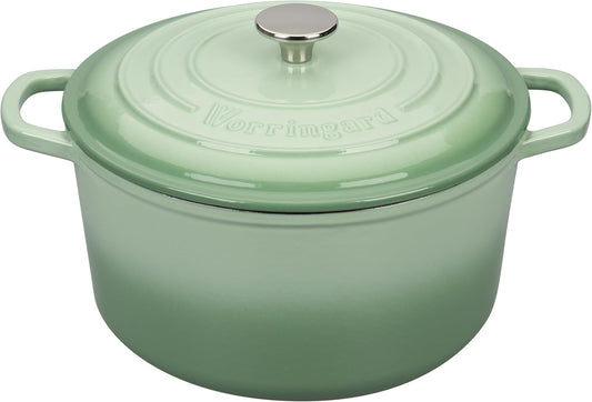 Enameled Cast Iron Dutch Oven Pot with Lid, for Sourdough Bread Baking, Round Dutch Ovens, 6 Quart, Green