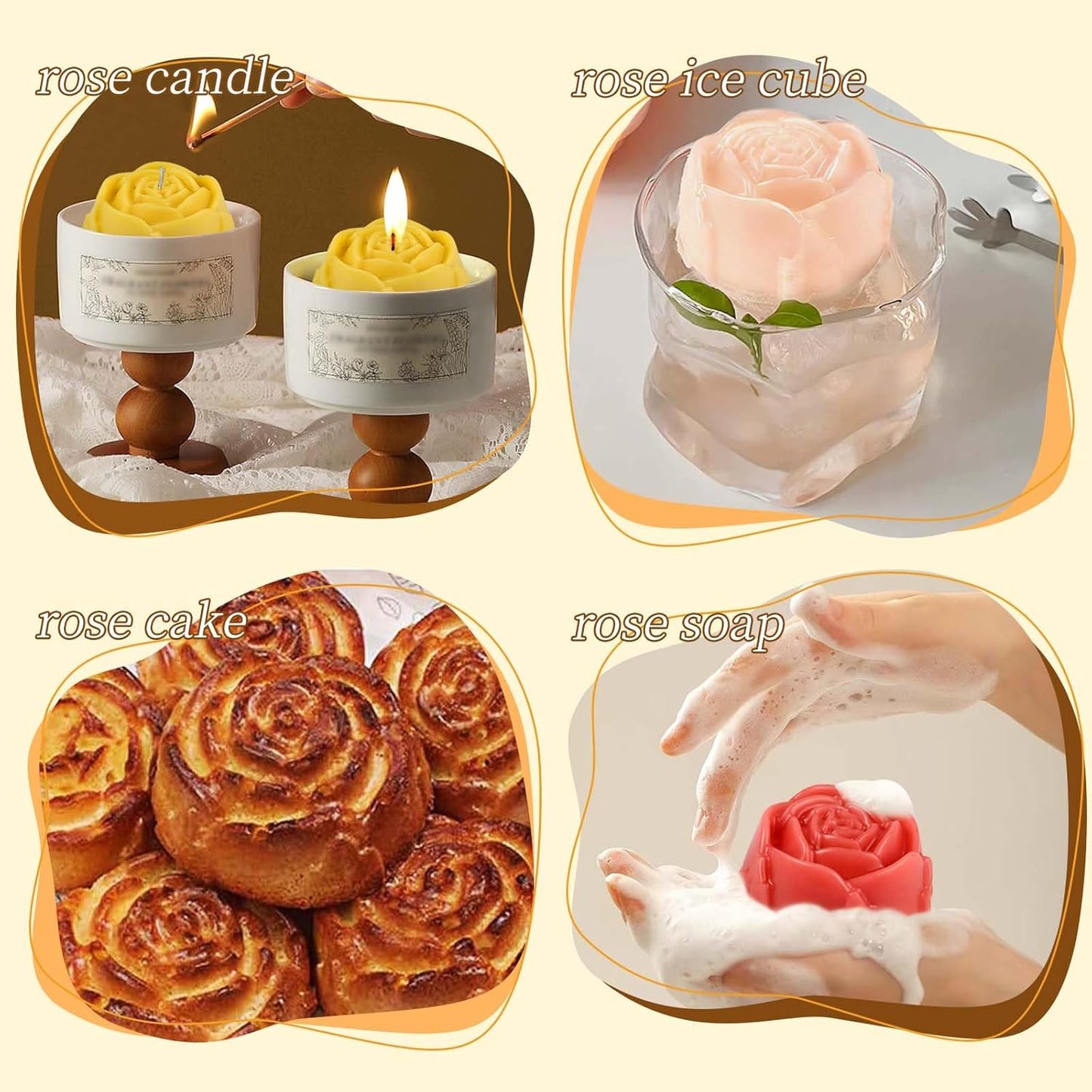 Rose Silicone Mold, 18 Cavity Large Rose Flower Silicone Mold for Handmade Soap Candle, Cake Chocolate Jelly Pudding Ice Cube