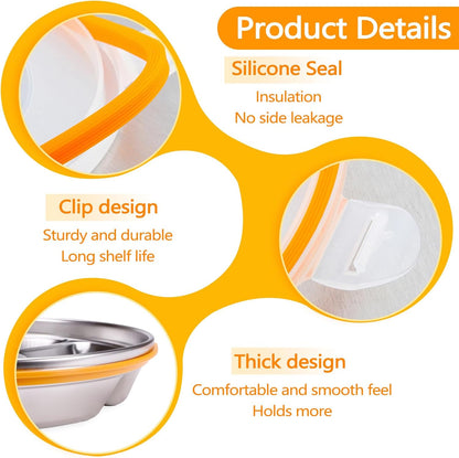 Divided Serving Tray with Lid 6 Compartments, 10.4 Inch Round Vegetable Veggie Tray, Reusable Snack Box Container Fruit Platter Tray for Parties Fridge Food Storage Picnic (2 pcs)