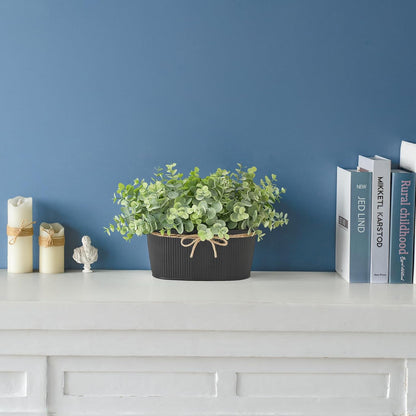 Dahey Artificial Eucalyptus Faux Plants Indoor for Farmhouse Home Decor Fake Potted Plants in Rustic Rectangular Pots Table Centerpiece for Bathroom Laundry Living Room Greenery Decor, Black