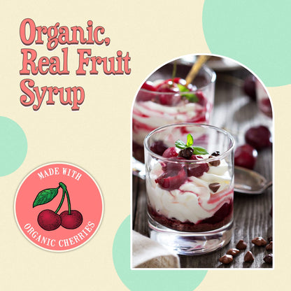 Wäbry Organic Cherry Syrup – 14.9oz (420g), Natural Fruit Syrups for Drinks, Coffee, Shaved Ice and Ice cream, Vegan, Non-GMO, Gluten-Free Snow Cone Syrup – BPA-Free Plastic Bottle