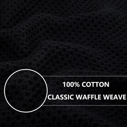 Homaxy 100% Cotton Oversized Waffle Weave Kitchen Dish Towels, Ultra Soft Absorbent Quick Drying Cleaning Towel, 20 x 28 Inches, 6-Pack, Black