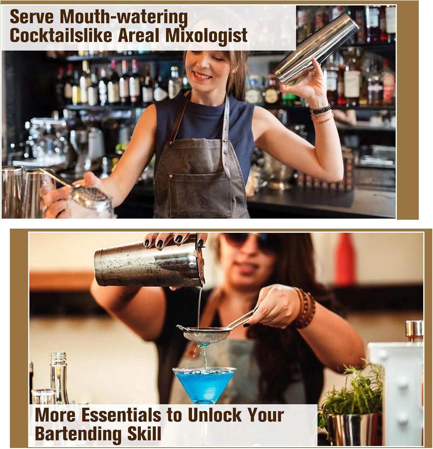 Boston Shaker Cocktail Set Bartender Kit, 12 Pcs Drink Shaker with Strainer Bartending Martini Shaker Tin with 18oz & 28oz Mixed Alcohol Shaker Professional Stainless Steel Bar Tool for Beginner