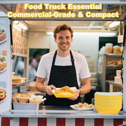 50 Pcs 2lb Paper Food Boat Trays Disposable，Snack Tray，Food Trays for Snack French Hot Dog Taco Popcorn Picnic party Wedding，Concession Stand Supplies (Yellow)