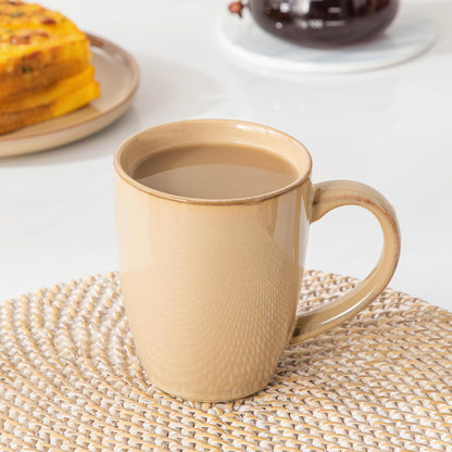 vancasso PLAYA Ceramic Coffee Mug Set of 6, 16 Oz Tea Cups with Handle for Latte, Tea, Cappuccino, Milk, Cocoa, Microwave&Dishwasher Safe, Brown