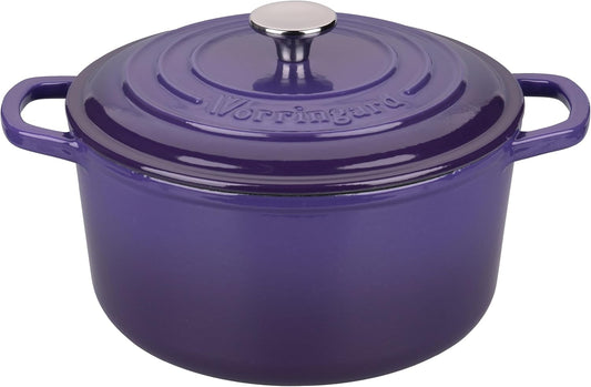 Enameled Cast Iron Dutch Oven Pot with Lid, for Sourdough Bread Baking, Round Dutch Ovens, 6 Quart, Purple