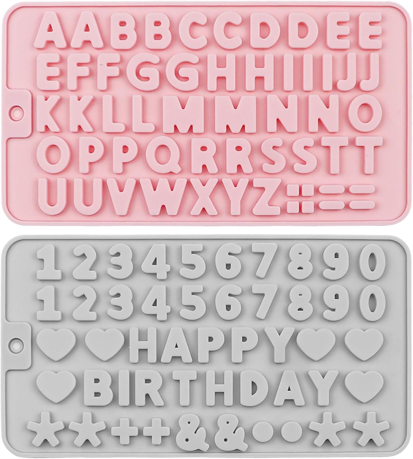2PCS Silicone Letter Molds and Number Chocolate Molds,Reusable Alphabet Chocolate Candy Molds for Baking Candy Gummy Birthday Wedding & Holiday Party Desserts(pink and blue)