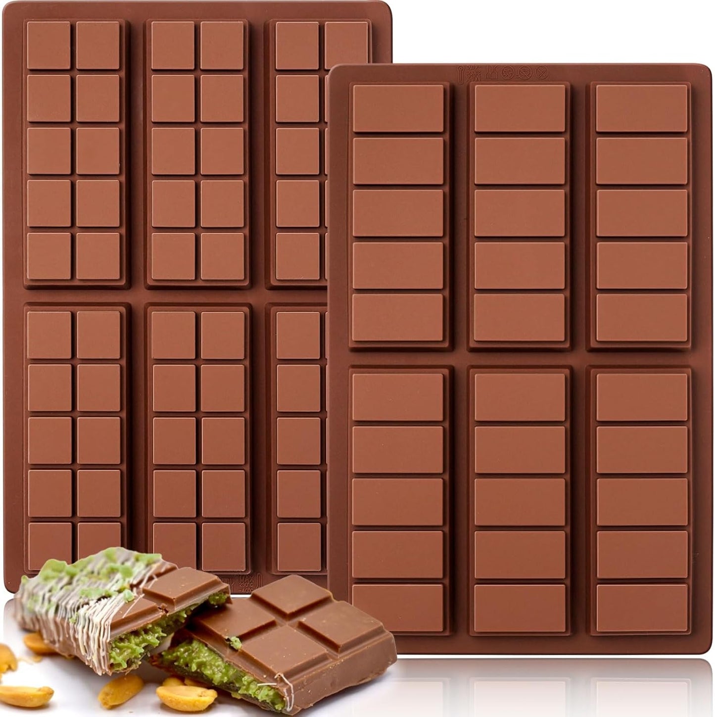 HKNMTT Chocolate Bar Molds Silicone Snap Deep Moulds for Filling Dubai Wax Candy Energy Protein Bars, Food Grade Non stick Home DIY Handmade Gifts