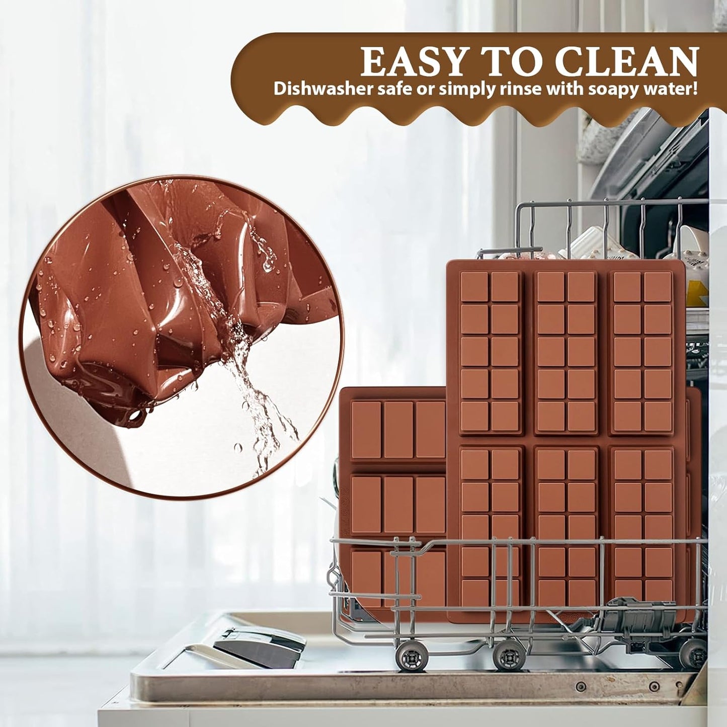 HKNMTT Chocolate Bar Molds Silicone Snap Deep Moulds for Filling Dubai Wax Candy Energy Protein Bars, Food Grade Non stick Home DIY Handmade Gifts