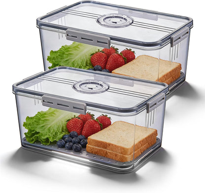 2 Pcs Airtight Bread Box with Date Indicator Lid, Kitchen Counter Bread Storage Container, Portable Bread Boxes for Homemade Bread, Toast, Bagel, Donut, Cookies and Fruit (Grey)