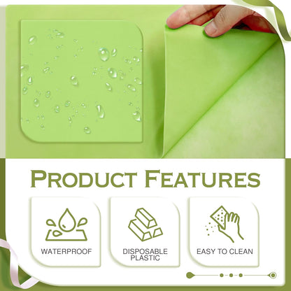 6 Pieces Green Series Rectangle Tablecloth, 54x72 Solid Color Waterproof & Spillproof Disposable Plastic Table Cover, Durable Party Tablecloth for Dining, Buffet, Picnic, Outdoor Events