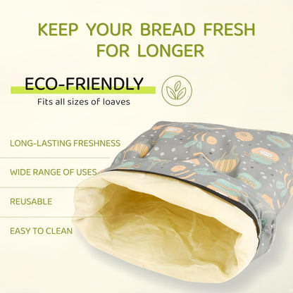 2 Pack XL Beeswax Bread Bags with Zipper Seal – Reusable Cotton Linen Waxed Bread Bags for Homemade Bread, Sourdough Storage, Eco-Friendly Bees Wax Bag Alternative to Plastic (2)