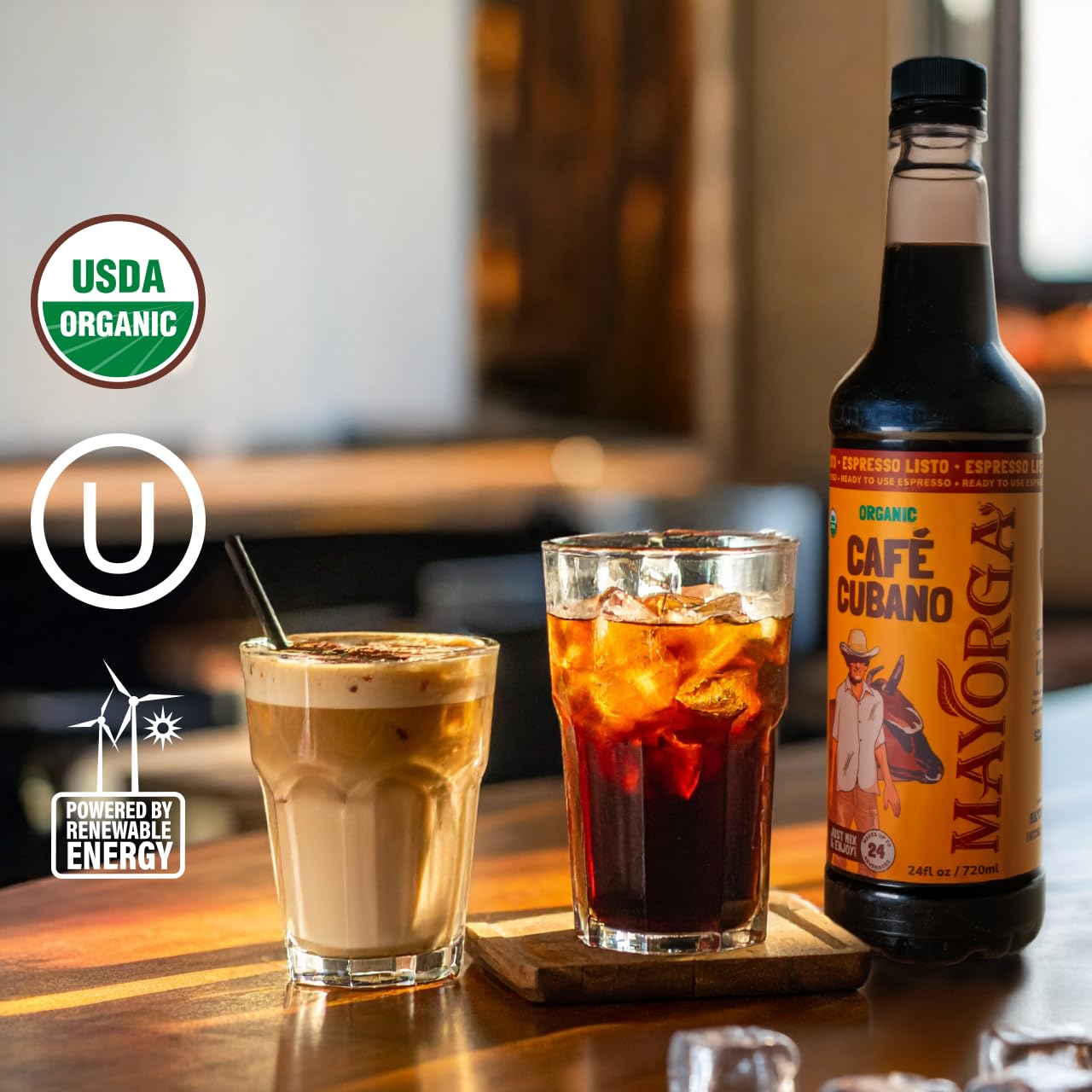 Mayorga Espresso Listo – Organic Espresso Ready-to-Drink Coffee, 24.35 fl oz Bottle, Bold Smooth Flavor, Cold Brew Style, Barista-Quality, Sustainably Sourced - 24 Servings