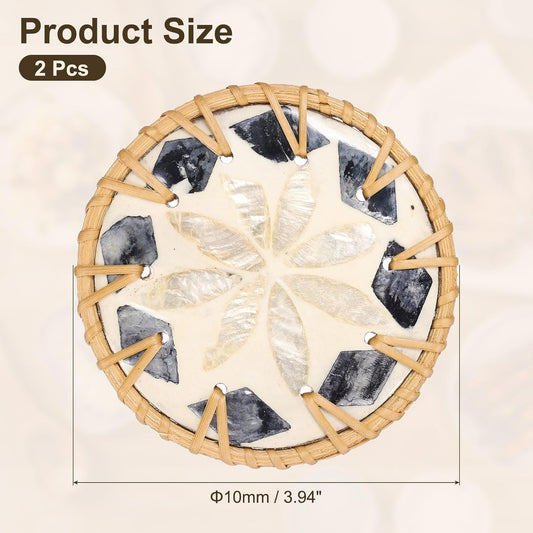 uxcell 2Pcs Handmade Woven Rattan Coasters, Heat-Resistant Drink Coasters for Coffee Table Dining Room Kitchen Coffee Wine Decor, Beige Petal