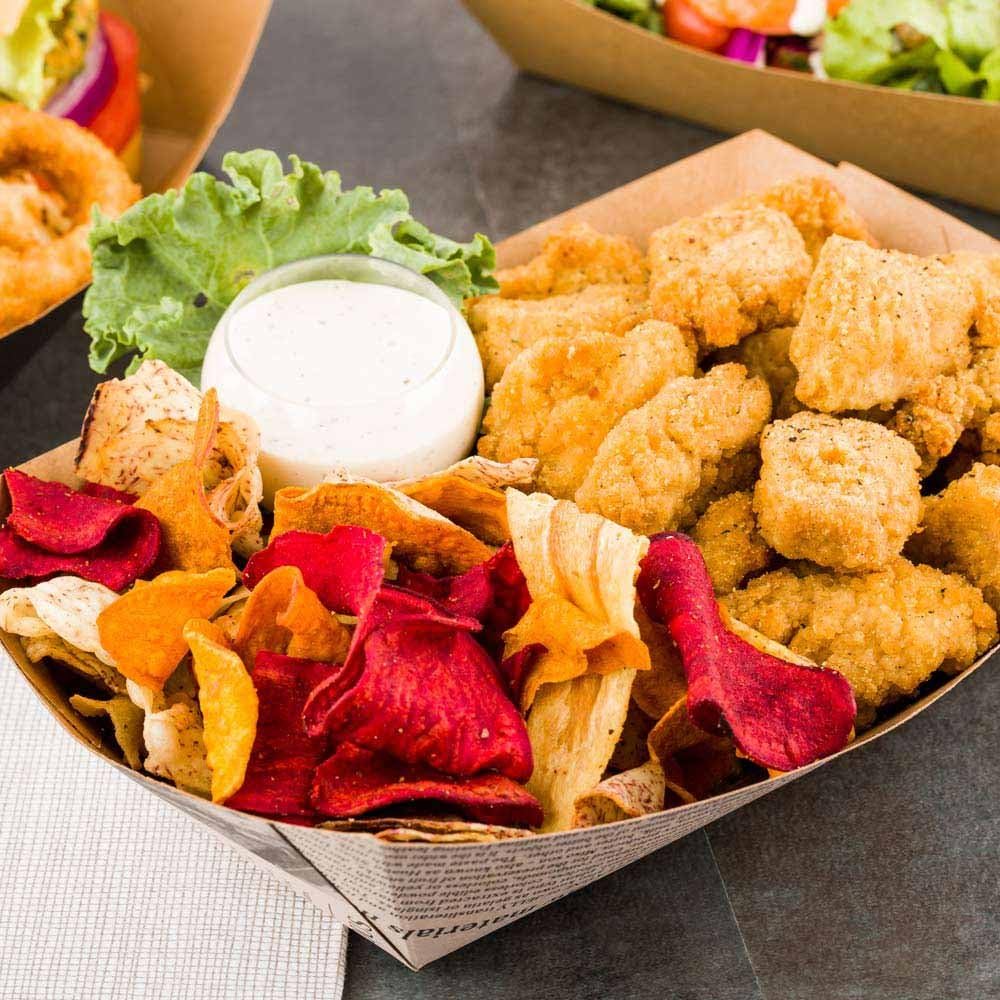 Restaurantware Bio Tek 2 Pound Food Boats 50 Disposable Paper Food Trays - Heavy-Duty Greaseproof Newsprint Paper Boats For Snacks Appetizers Or Treats Use At Parties Or Carnivals