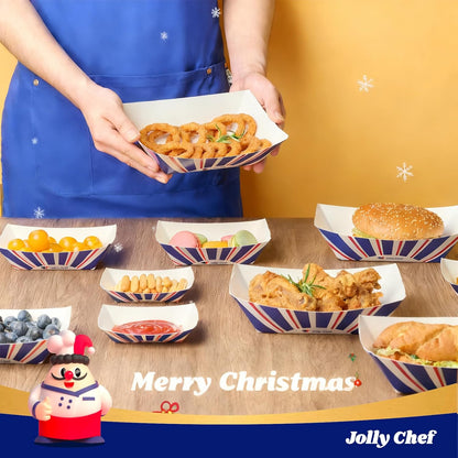 JOLLY CHEF 3 LB Paper Food Trays, 250 Pack Paper Food Boats Disposable Serving Boats,Food Holder Trays for Snacks French Fries Nachos Hot Dog Tacos BBQ Party
