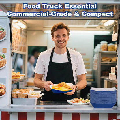 50 Pcs 2lb Paper Food Boat Trays Disposable，Snack Tray，Food Trays for Snack French Hot Dog Taco Popcorn Picnic party Wedding，Concession Stand Supplies (Blue)