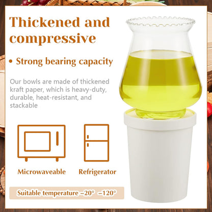 Sabary 50 Pack 32 oz Paper Soup Containers with Lid Disposable Kraft Soup Food Bowl Microwavable Food Storage Ice Cream Containers Nice for Restaurants (White)