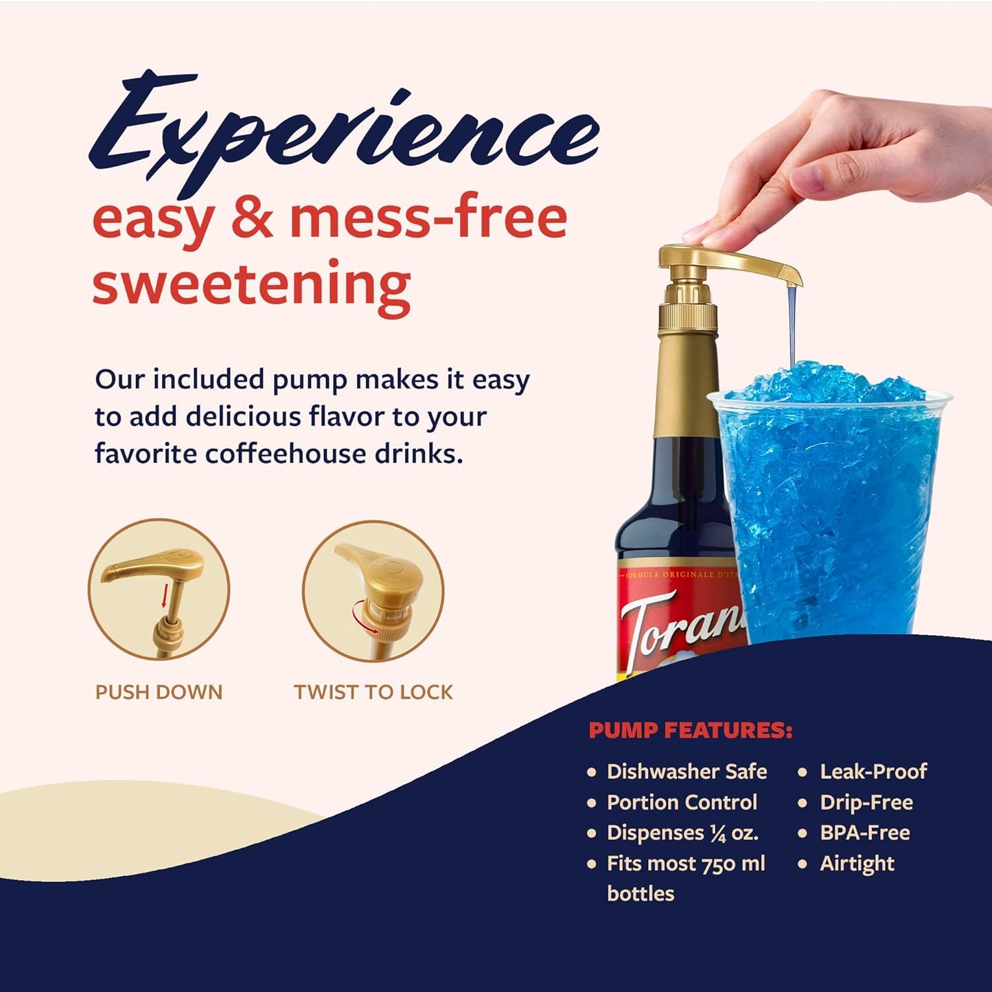 Torani Blue Raspberry Syrup for Drinks, Flavoring for Iced Tea, Lemonade, and Sodas, Pump Included, 25.4 Oz