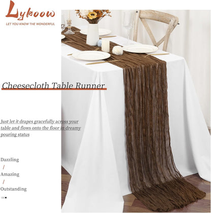 15 Packs Cheesecloth Table Runner Brown,10 Ft Rustic Gauze Boho Wedding Table Runner Decoration, Wedding Table Decor Table Cloth for Wedding Party Bridal Shower Table,21.5x120in