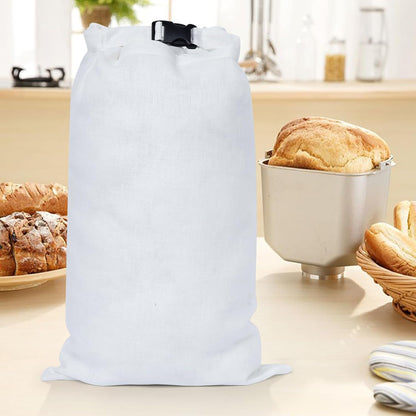 2 Pcs 100% Linen Bread Bags for Homemade Bread 13 x 19.6 Inches Reusable Sourdough Bread Storage Bag with Zipper (White)