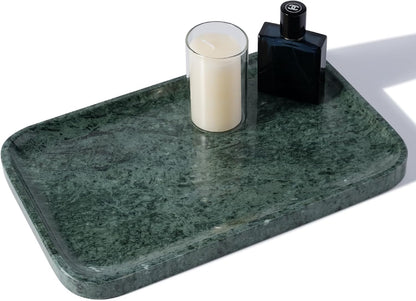 Marble Vanity Tray, Bathroom Tray for Countertop, 14'' Green Decoration for Dresser Organizer, Large Serving for Kitchen, Marble Storage for Coffee Table, Perfume, Jewelry Holder